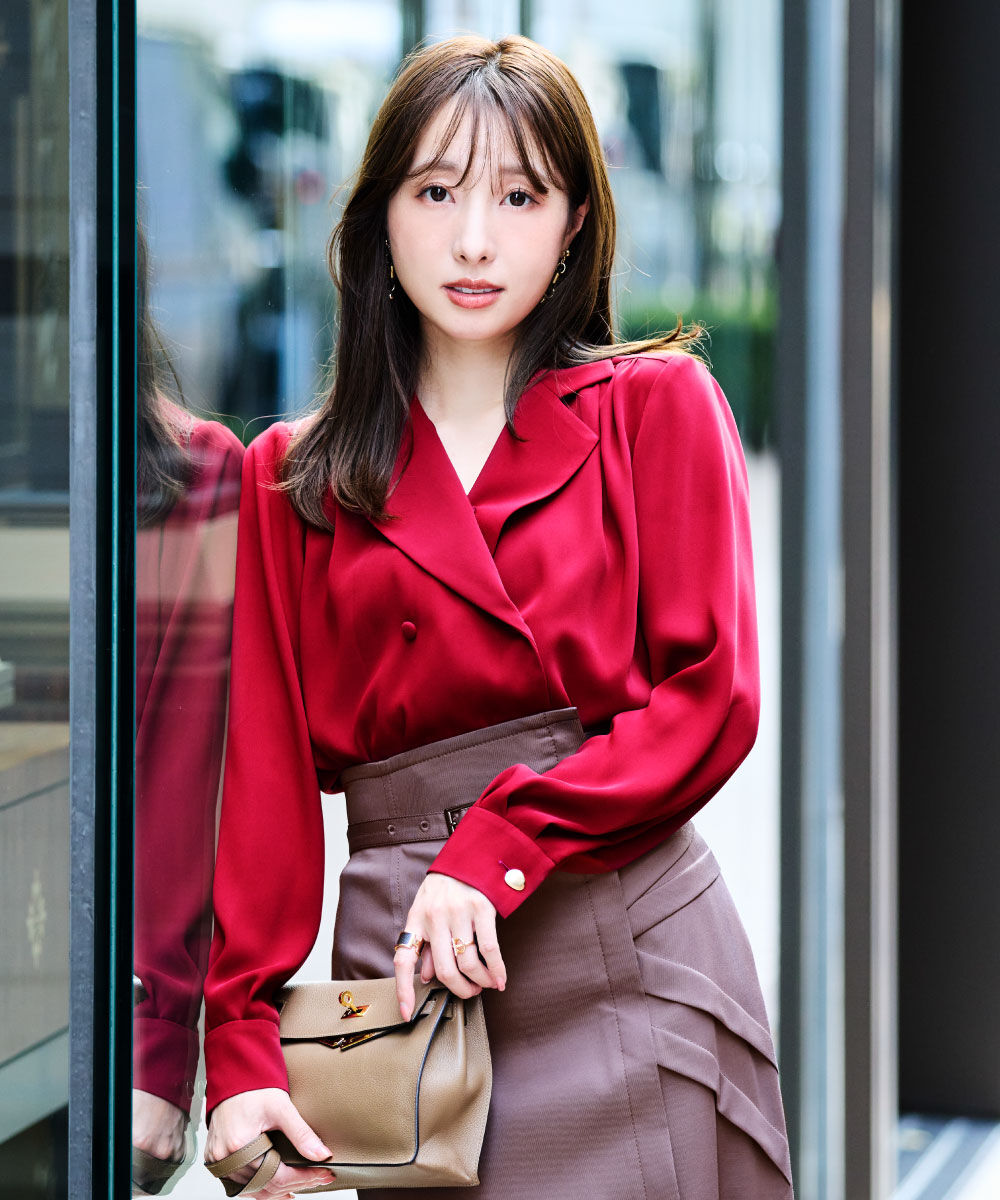  「◆ダブルブレストブラウス」|シャツ・ブラウス|ボルドー