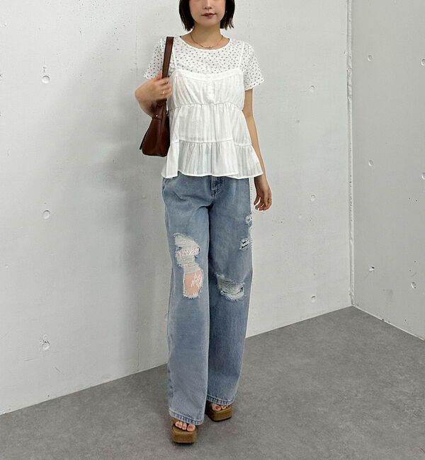 archives「花柄針抜きカットＴＯＰＳ&times;からみ刺繍フレアキャミＳＥＴ」|カーディガン|