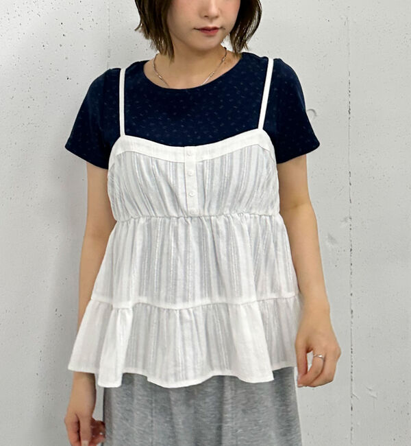 archives「花柄針抜きカットＴＯＰＳ&times;からみ刺繍フレアキャミＳＥＴ」|カーディガン|