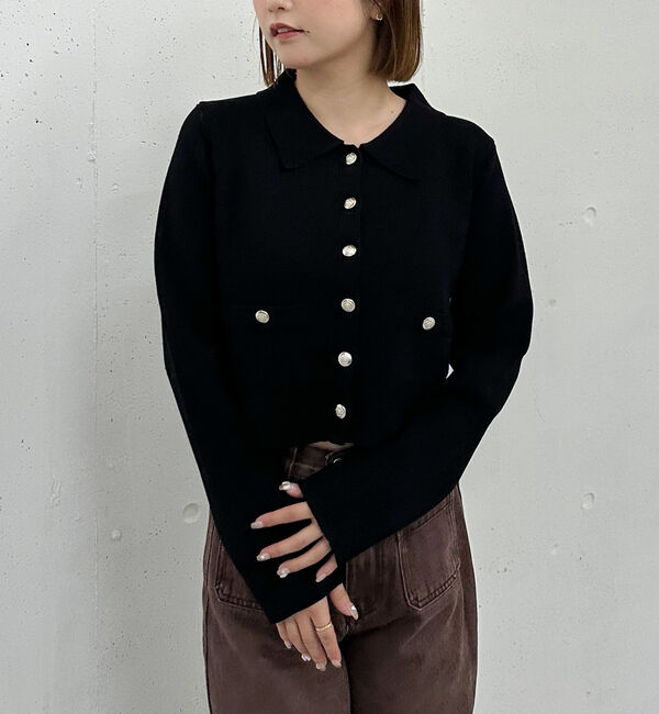 archives「ミラノリブポロニットカーディガン」|カーディガン|BLACK