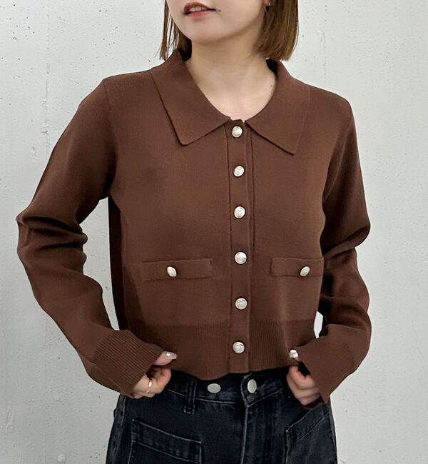 archives「ミラノリブポロニットカーディガン」|カーディガン|BROWN