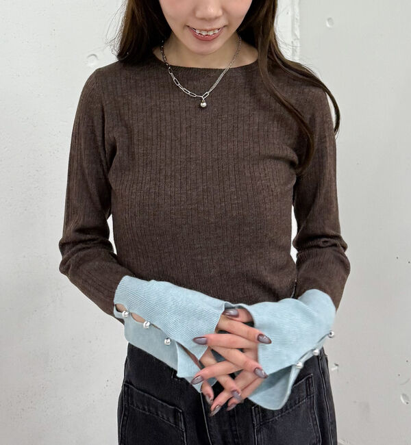 archives「バイカラーフレアスリーブニット」|ニット・セーター|BROWN