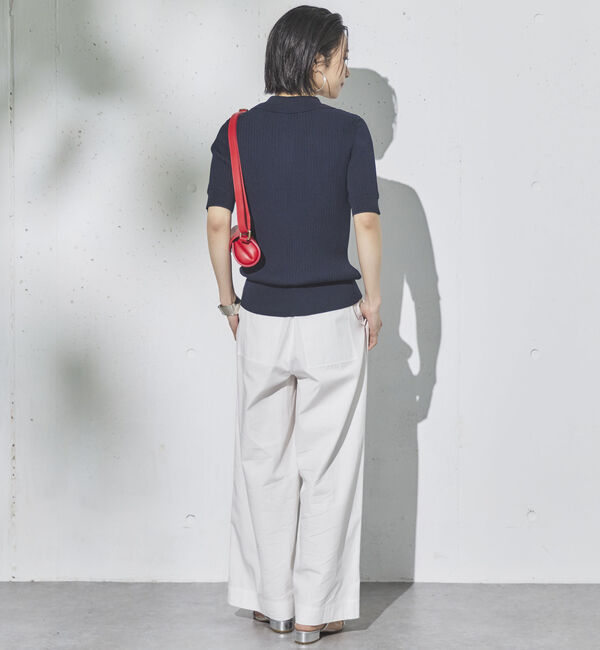 Doux archives「ワイドリブ５分袖ポロニット」|ニット・セーター|