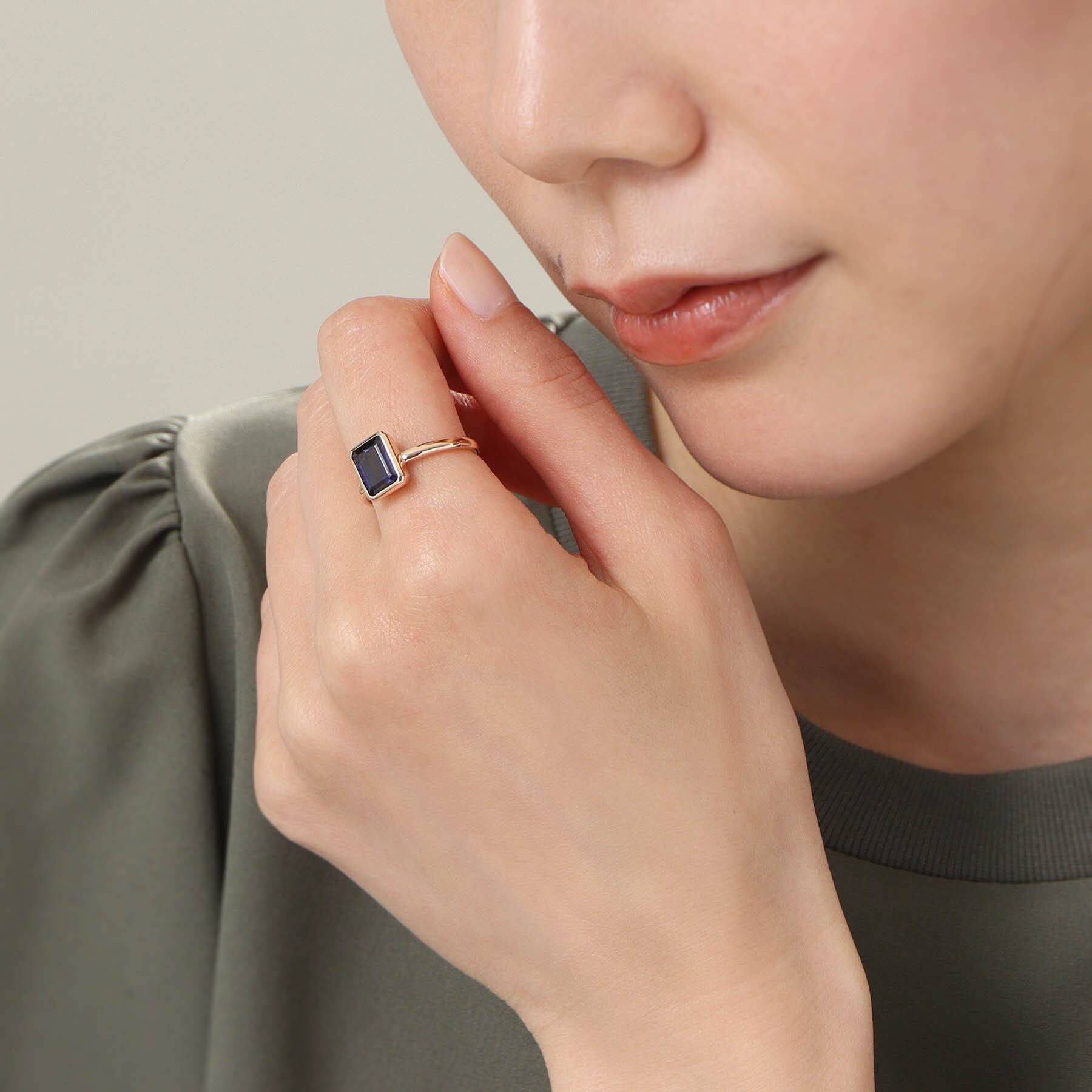 COCOSHNIK「K10アイオライト コーナーカット リング」|リング|