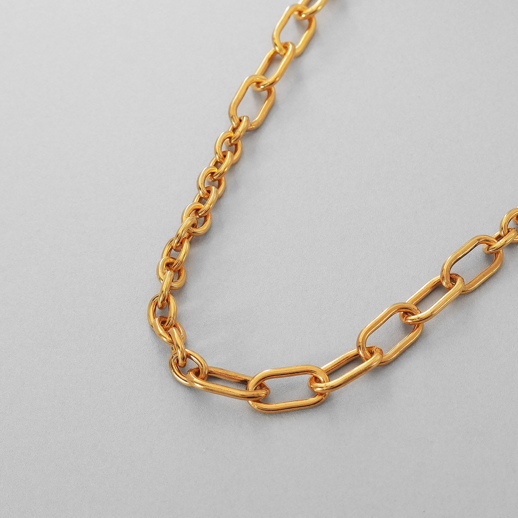 COCOSHNIK ONKITSCH「シルバー オルタネートチェーン ケーブル・オーバルネックレス GP」|ネックレス|