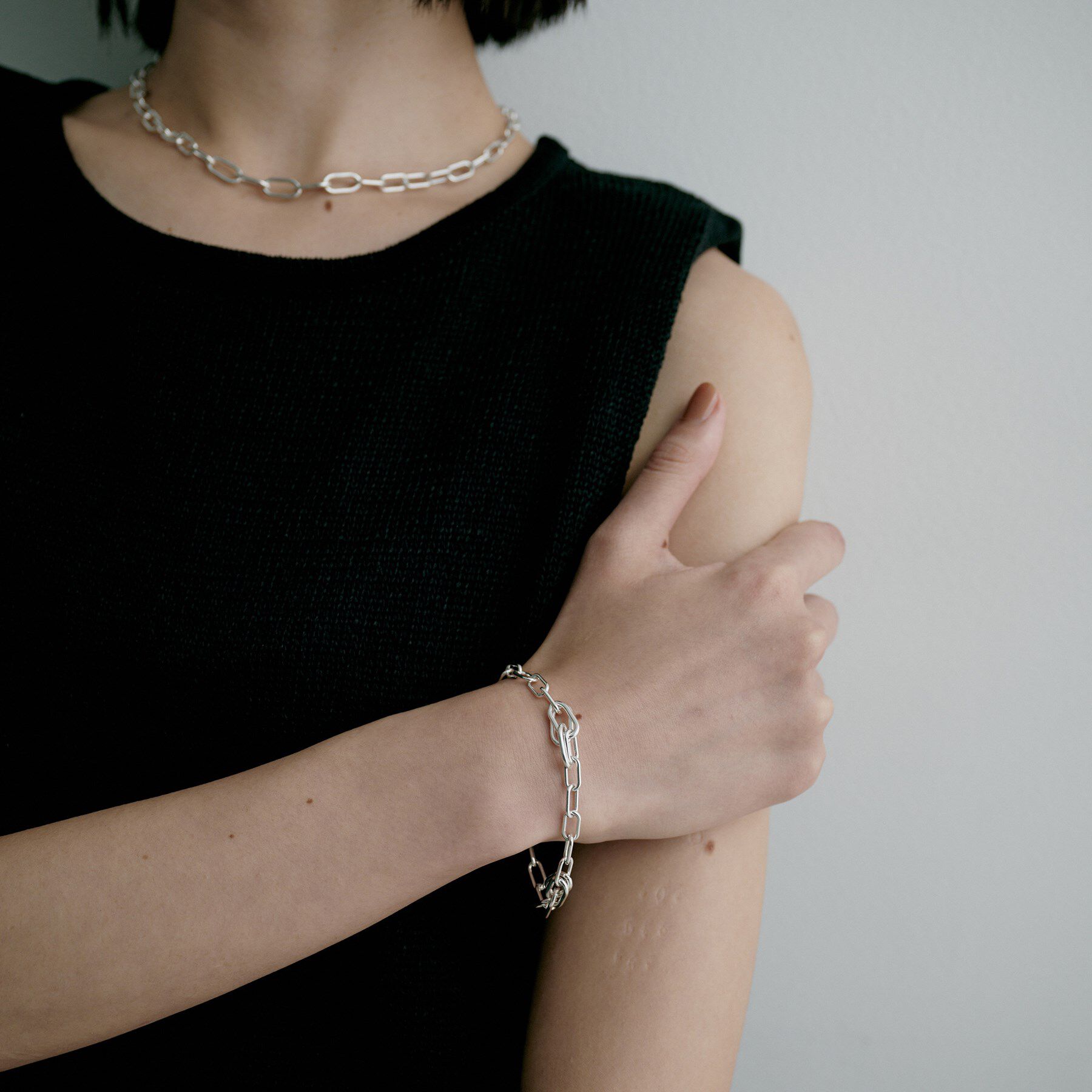 COCOSHNIK ONKITSCH「シルバー デザインチェーン ケーブルタングルブレスレット」|ブレスレット・バングル|