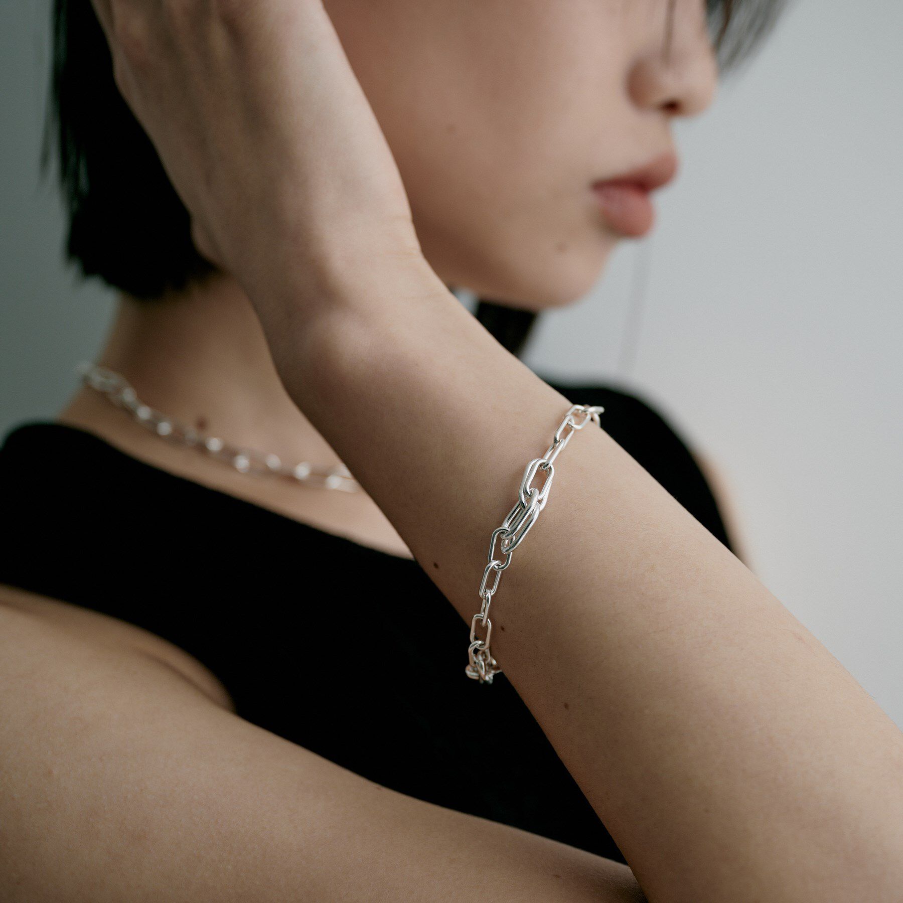 COCOSHNIK ONKITSCH「シルバー デザインチェーン ケーブルタングルブレスレット」|ブレスレット・バングル|