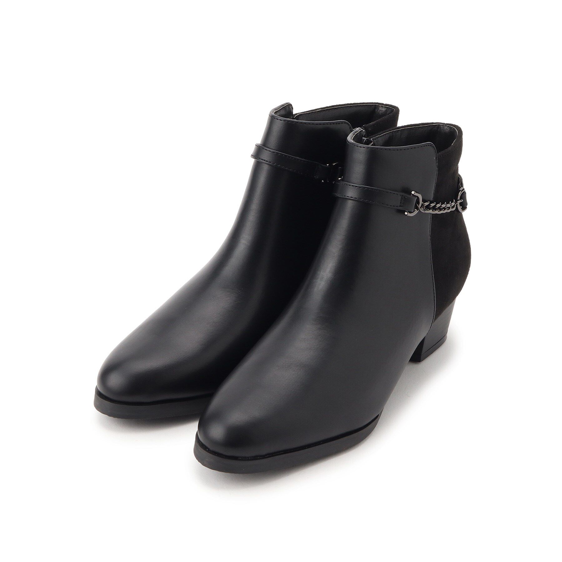 SHOO･LA･RUE「【22.5cm～25.0cm/ベルト取り外し可】きれいめスタイルに 2WAY 異素材配色ショートブー」|ショートブーツ|