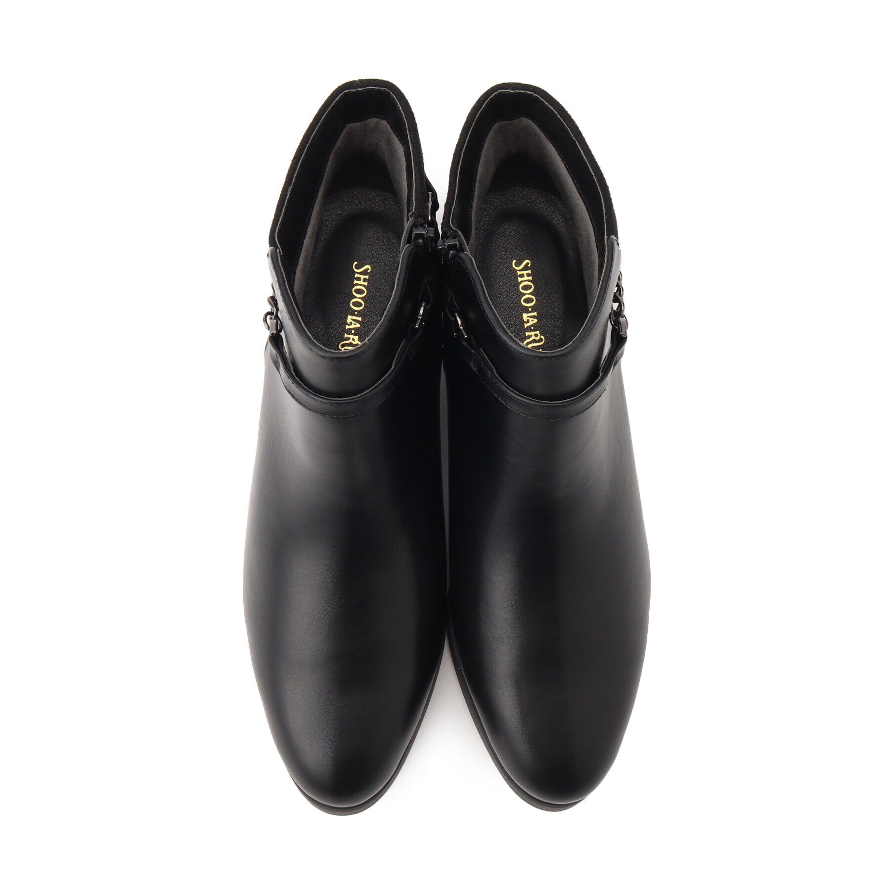 SHOO･LA･RUE「【22.5cm～25.0cm/ベルト取り外し可】きれいめスタイルに 2WAY 異素材配色ショートブー」|ショートブーツ|