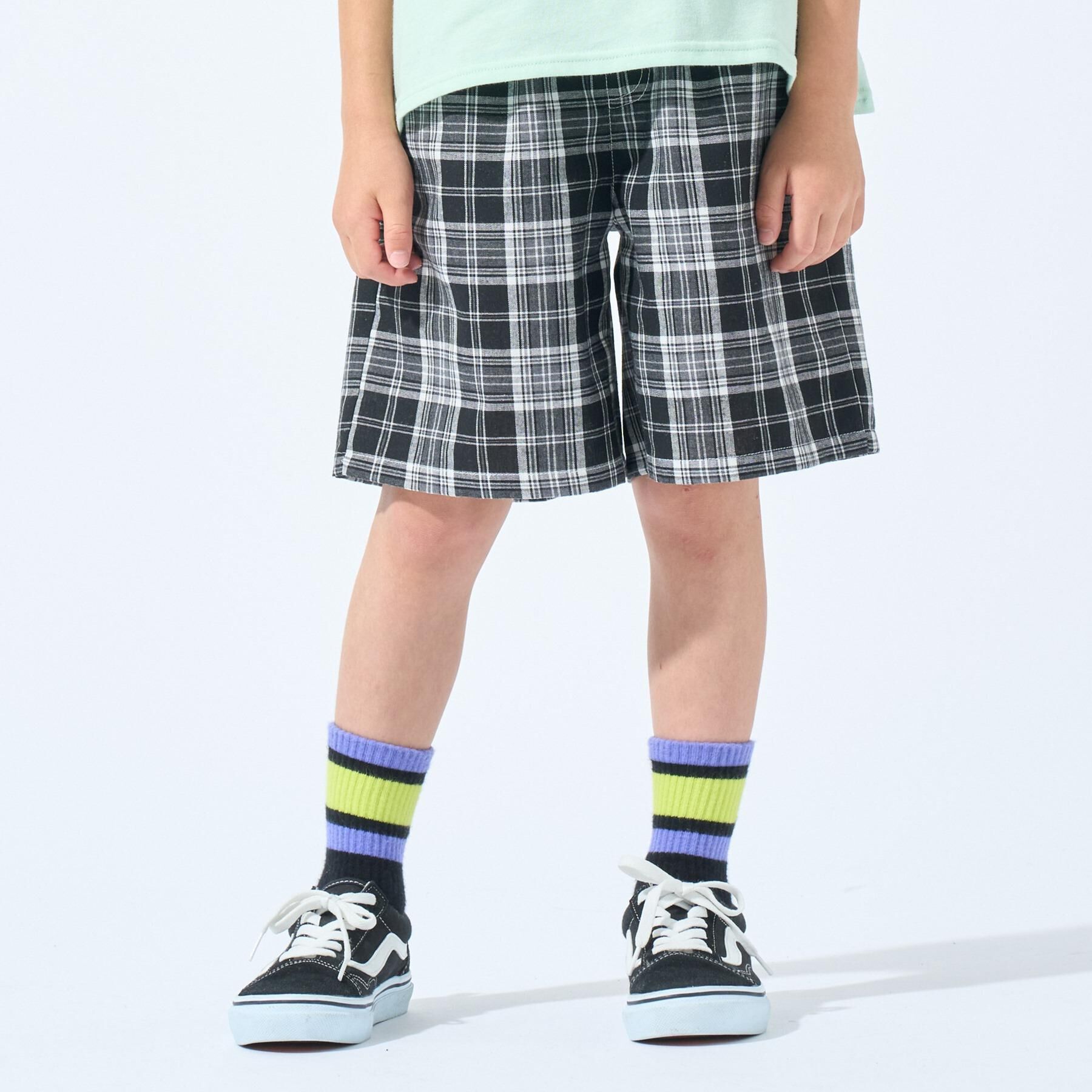 SHOO･LA･RUE「【100-150cm】チェッククライミングハーフパンツ」|その他|ブラック(219)