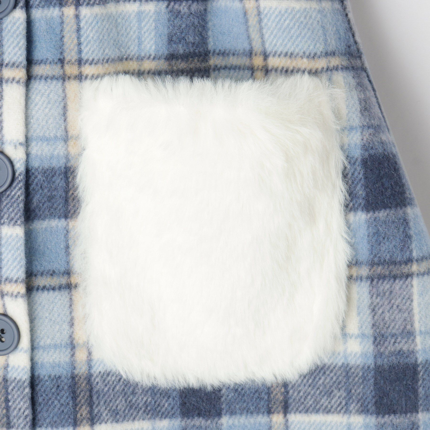 SHOO･LA･RUE「【100-150cm】フェイクファーポケットチェック台形スカート」|スカート|