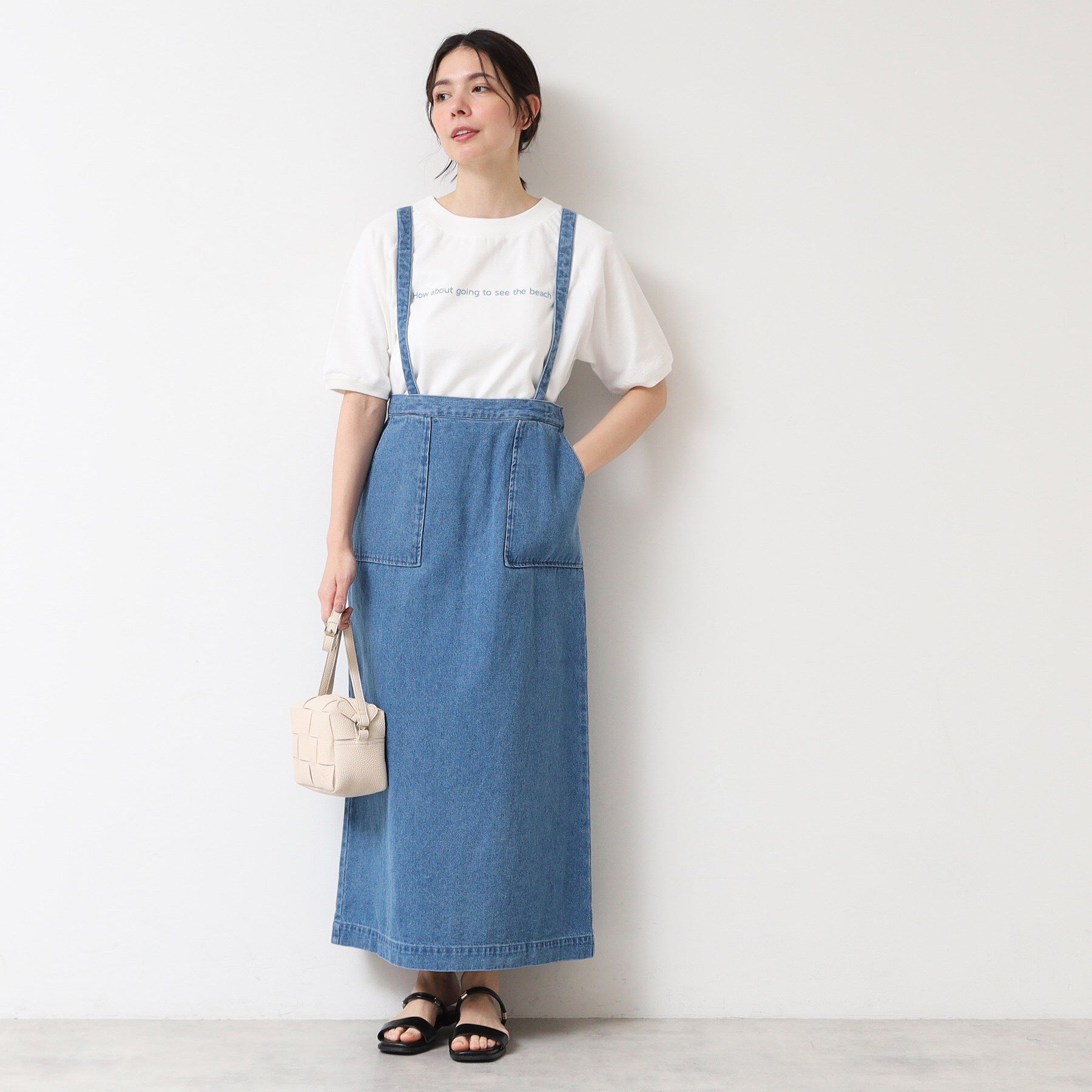 Dessin「【洗える・後ろゴム】サスペンダー付デニムスカート（S～L）」|スカート|