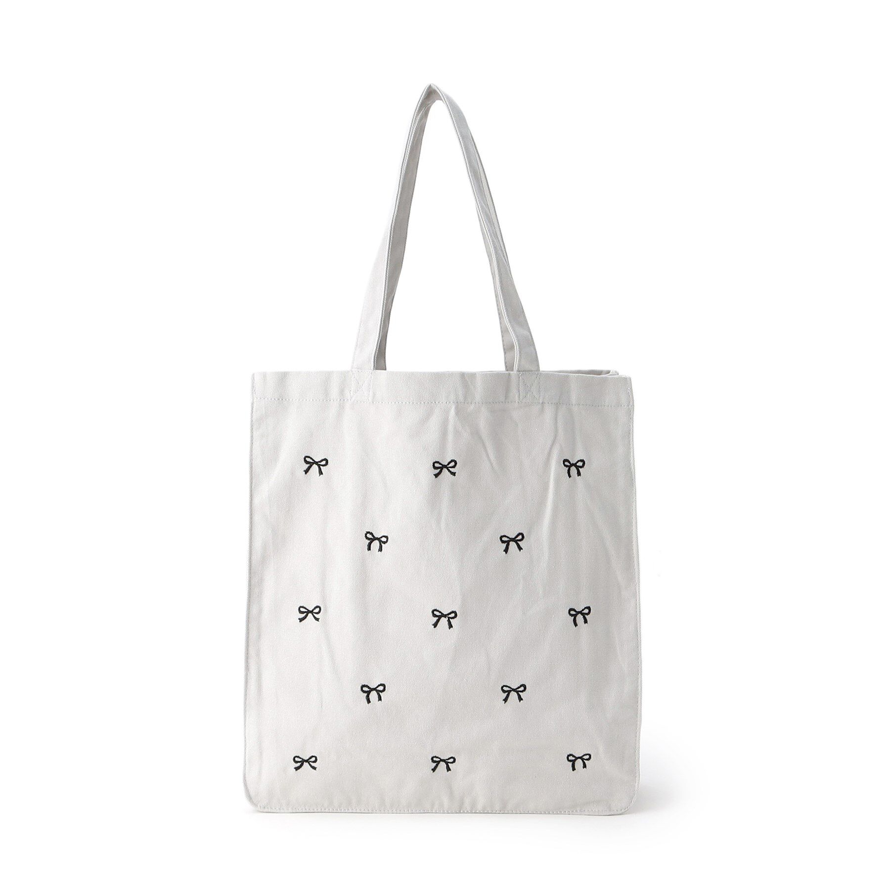 Ober Tashe「リボン刺繍キャンバストートバッグ」|トートバッグ|グレー(012)