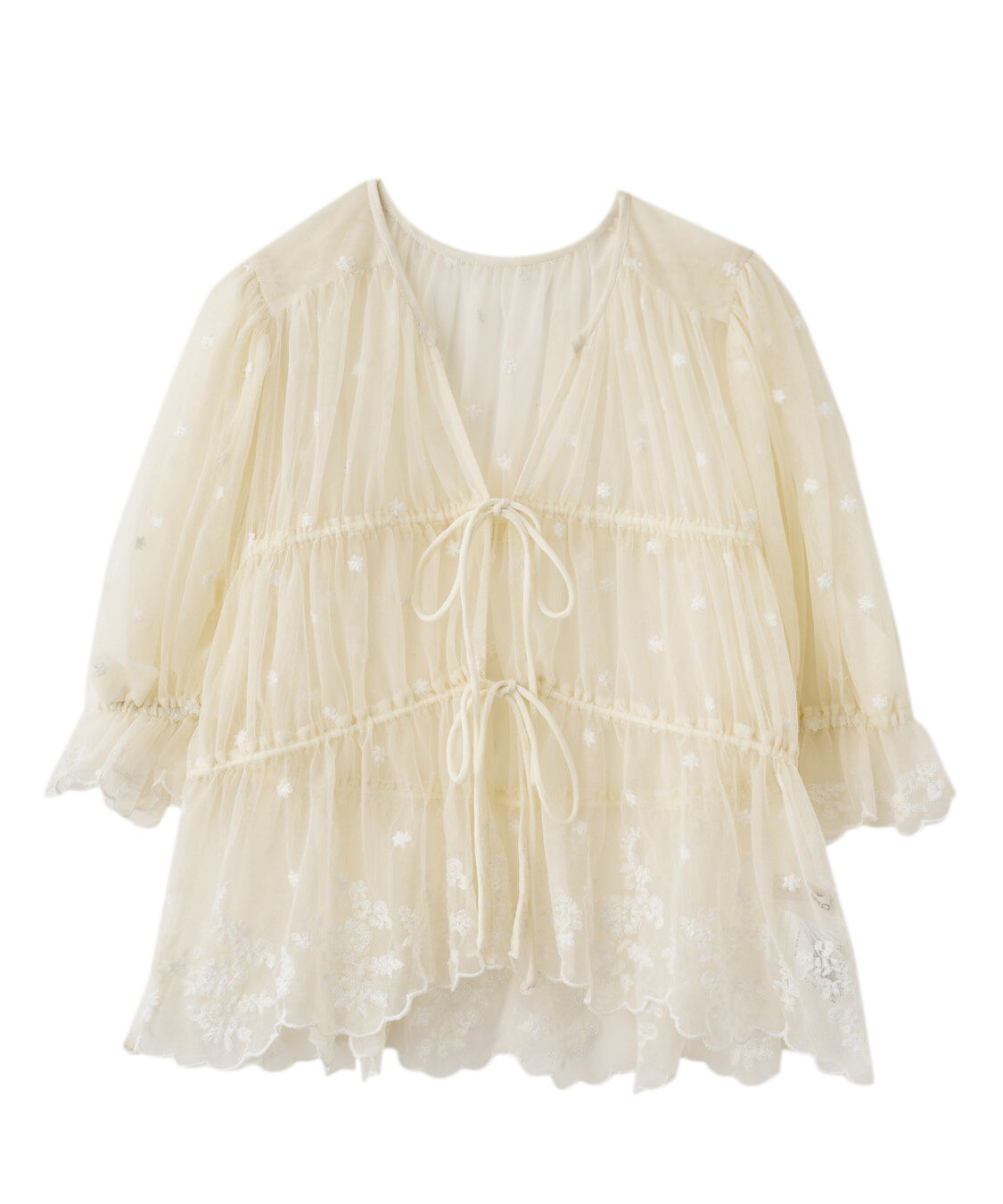 COCO DEAL「チュールエンブロイダリーペプラムブラウス」|シャツ・ブラウス|