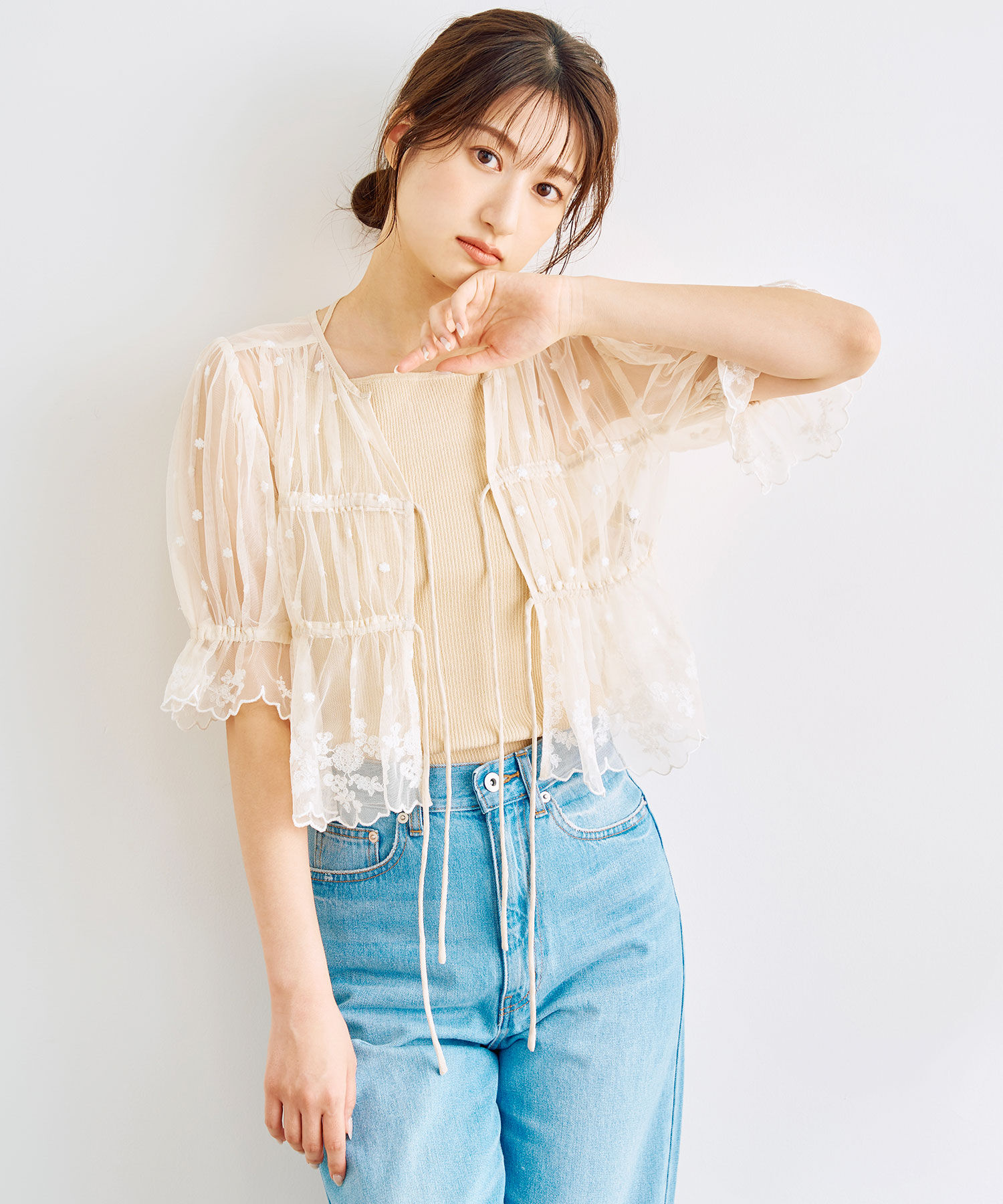 COCO DEAL「チュールエンブロイダリーペプラムブラウス」|シャツ・ブラウス|
