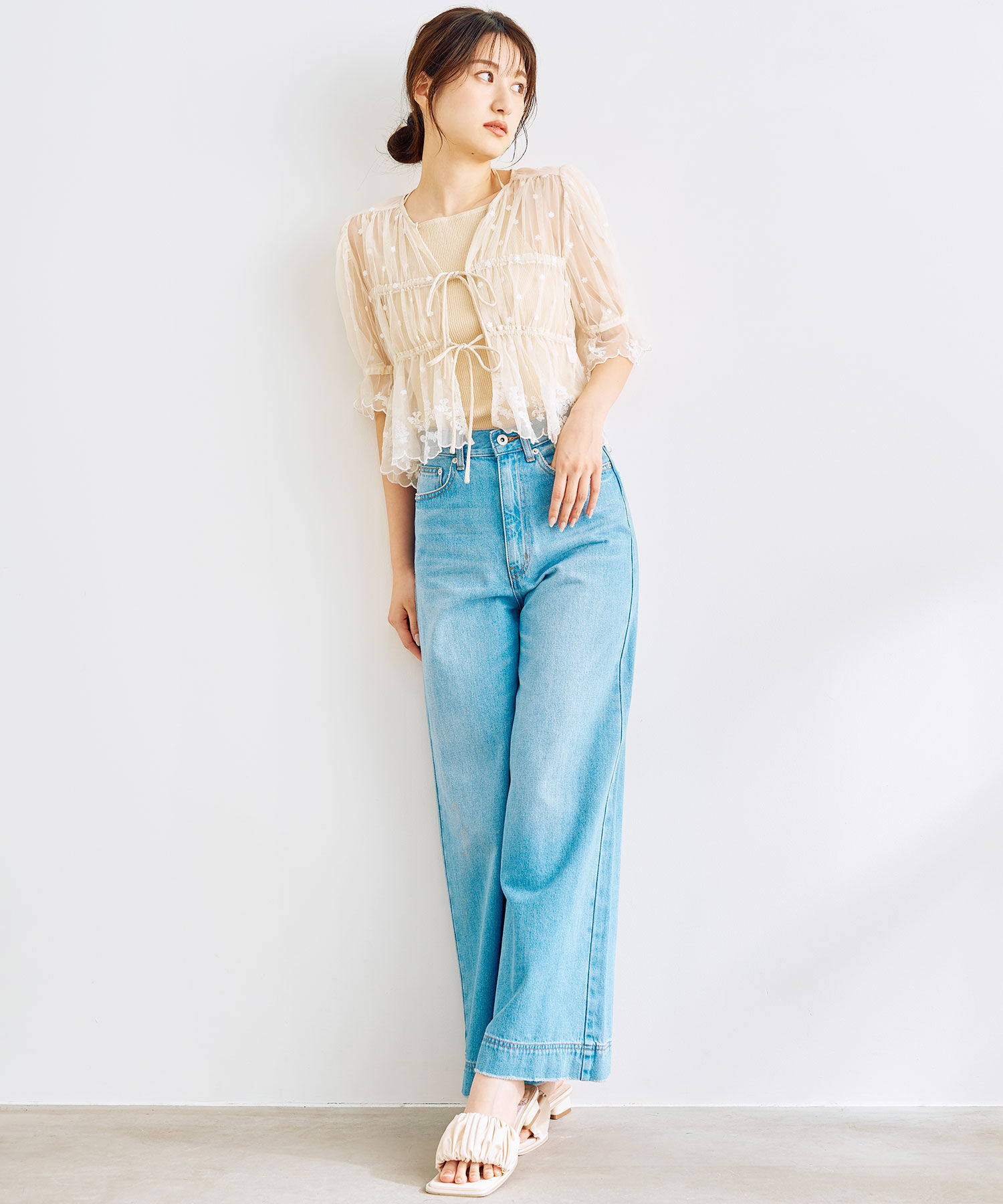 COCO DEAL「チュールエンブロイダリーペプラムブラウス」|シャツ・ブラウス|