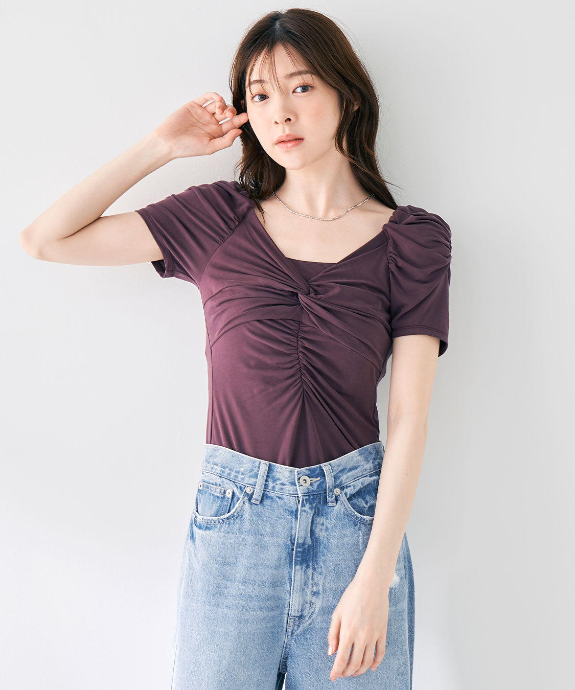 COCO DEAL「ツイストギャザーハーフスリーブカットソーブラウス」|Tシャツ・カットソー|