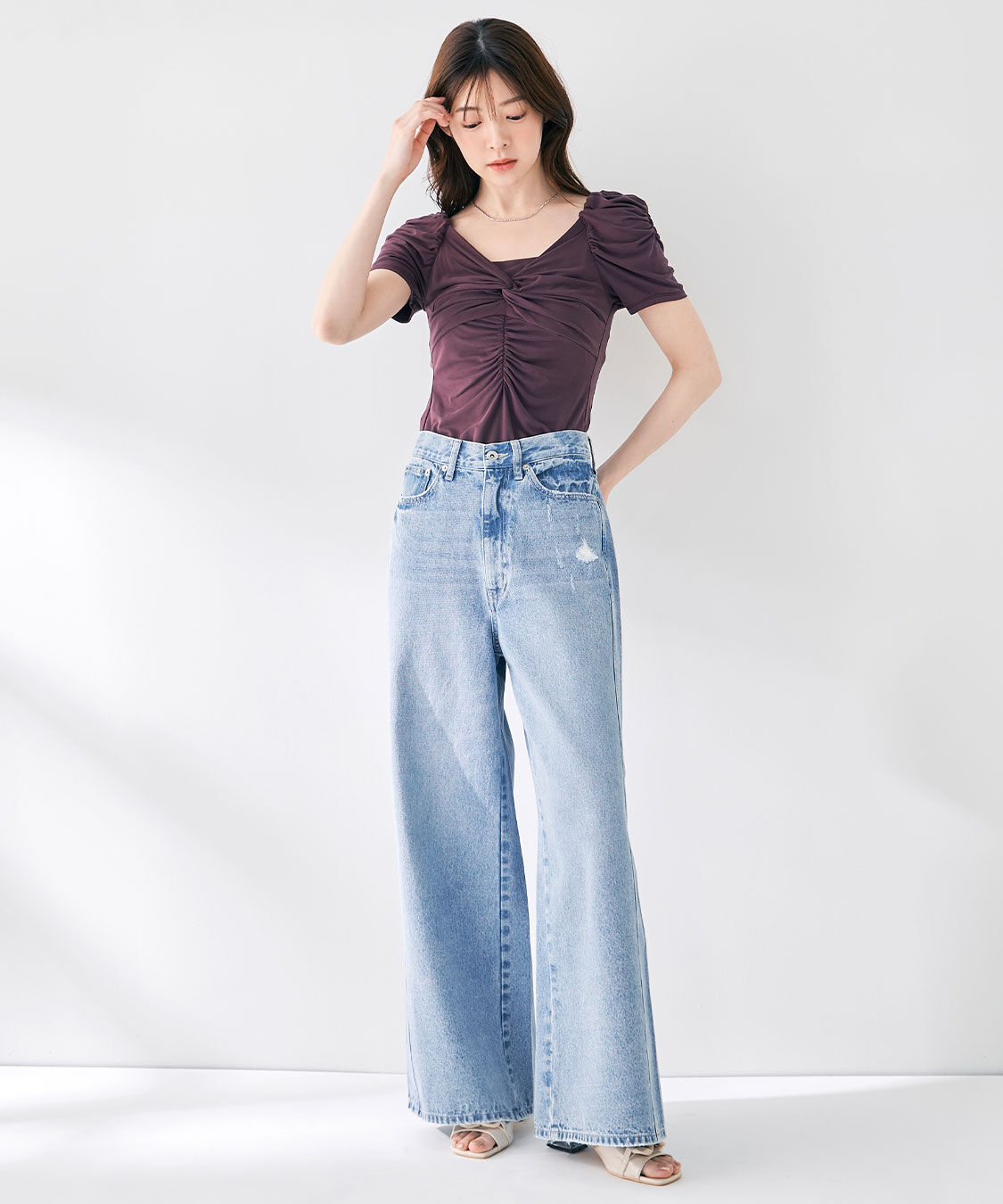 COCO DEAL「ツイストギャザーハーフスリーブカットソーブラウス」|Tシャツ・カットソー|