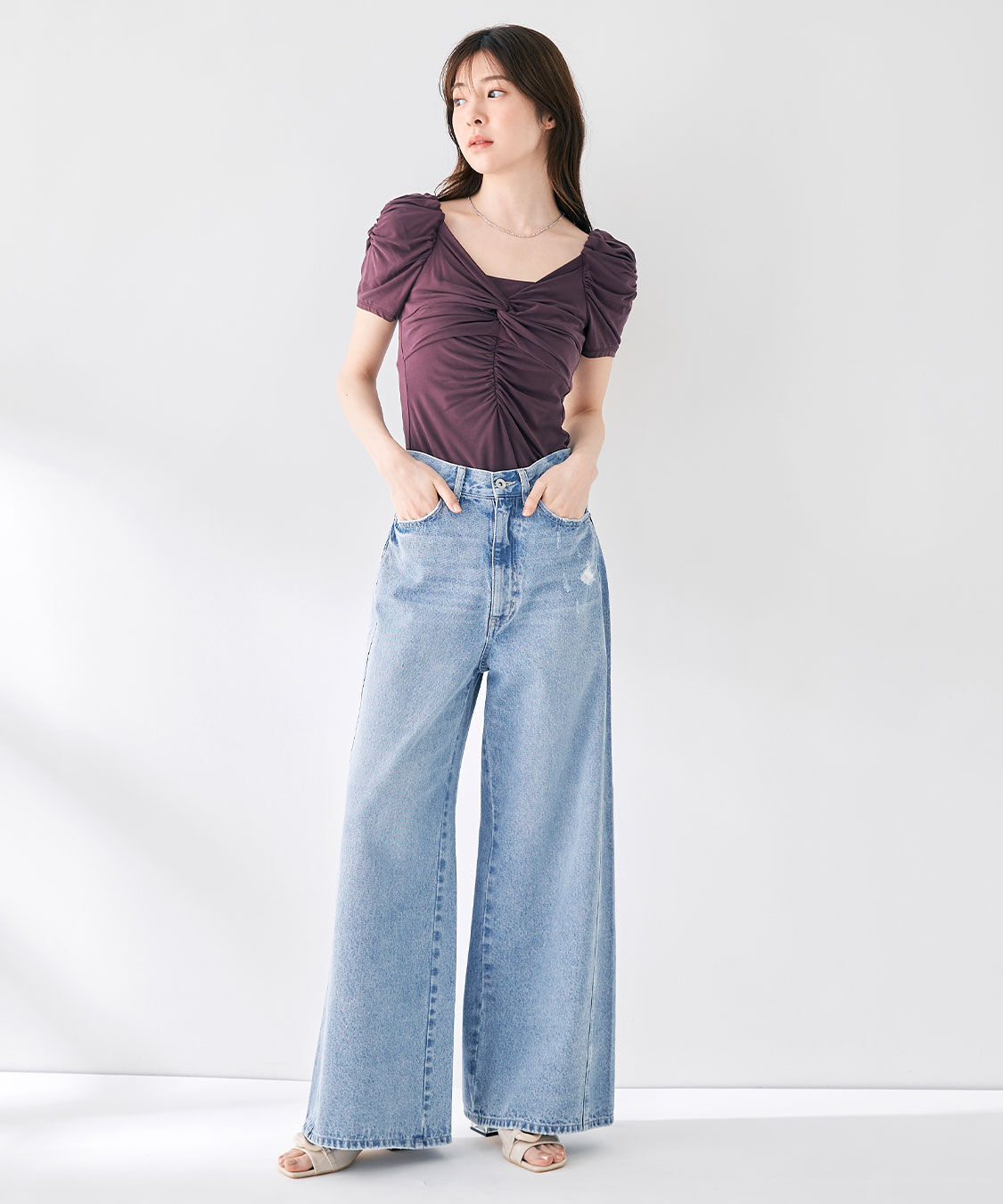 COCO DEAL「ツイストギャザーハーフスリーブカットソーブラウス」|Tシャツ・カットソー|