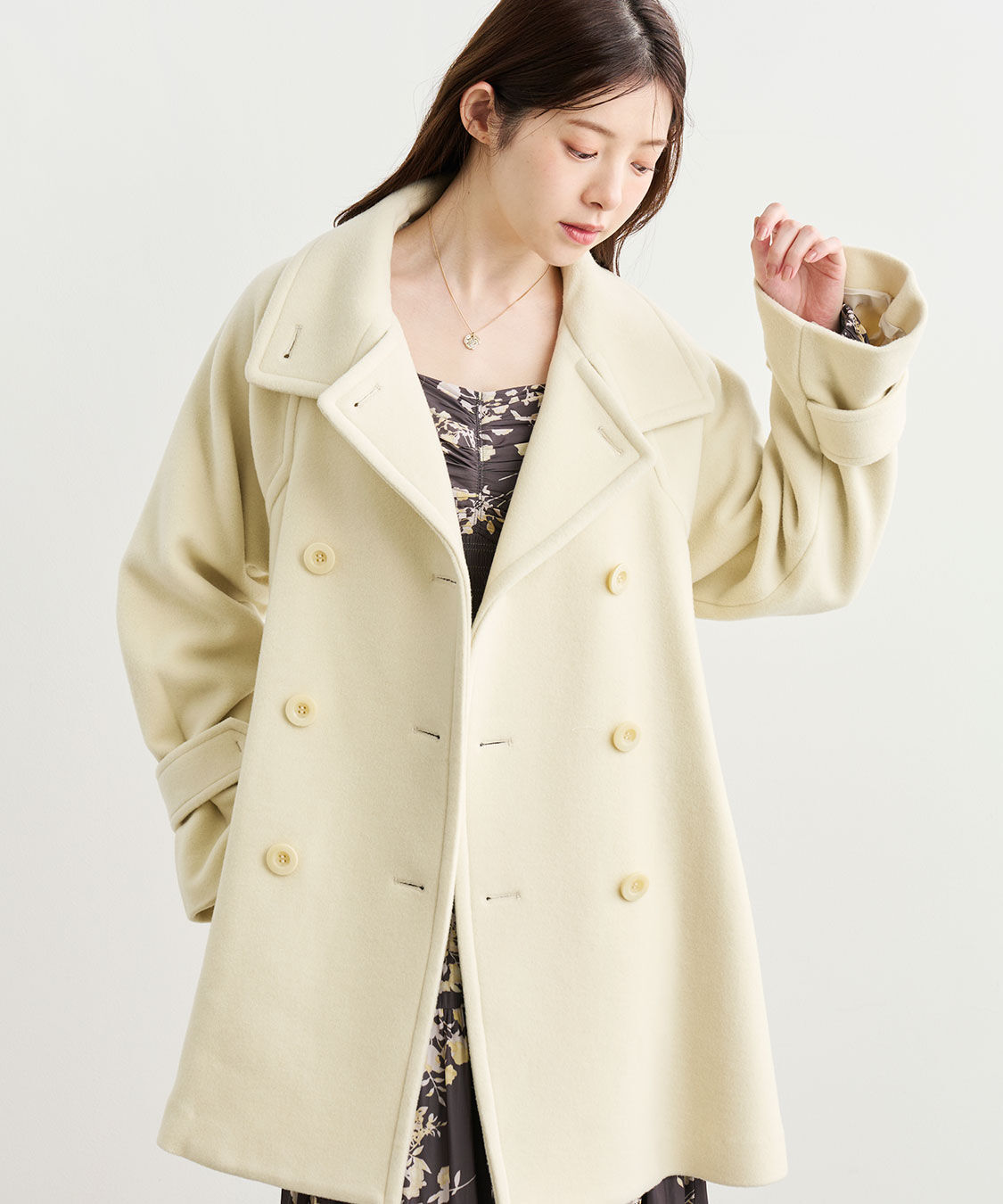 coco deal ココディール　ミドル丈ウールトレンチコート　ベージュ スタンドカラーミドル丈トレンチコート（COCO DEAL）｜ルミネの