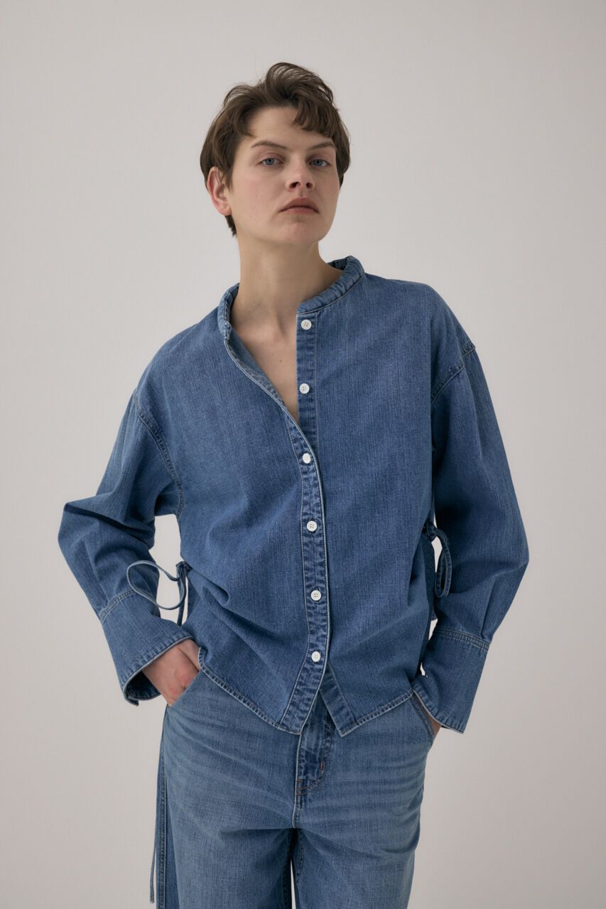 MOUSSY「オーガニックコットンデニムスタンドカラーシャツ」|Tシャツ・カットソー|