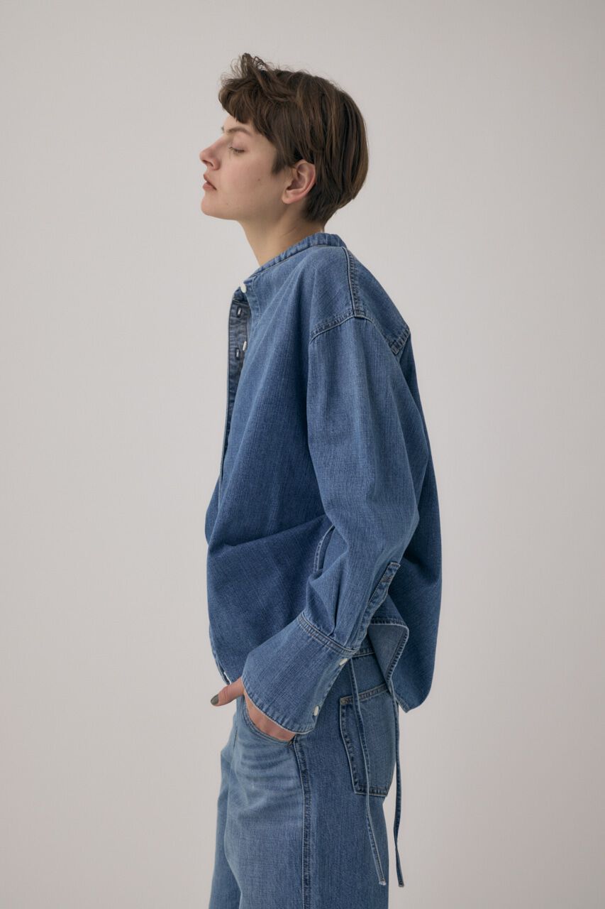 MOUSSY「オーガニックコットンデニムスタンドカラーシャツ」|Tシャツ・カットソー|