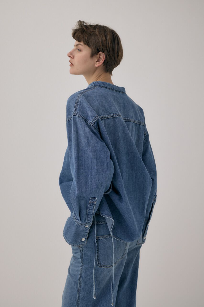 MOUSSY「オーガニックコットンデニムスタンドカラーシャツ」|Tシャツ・カットソー|