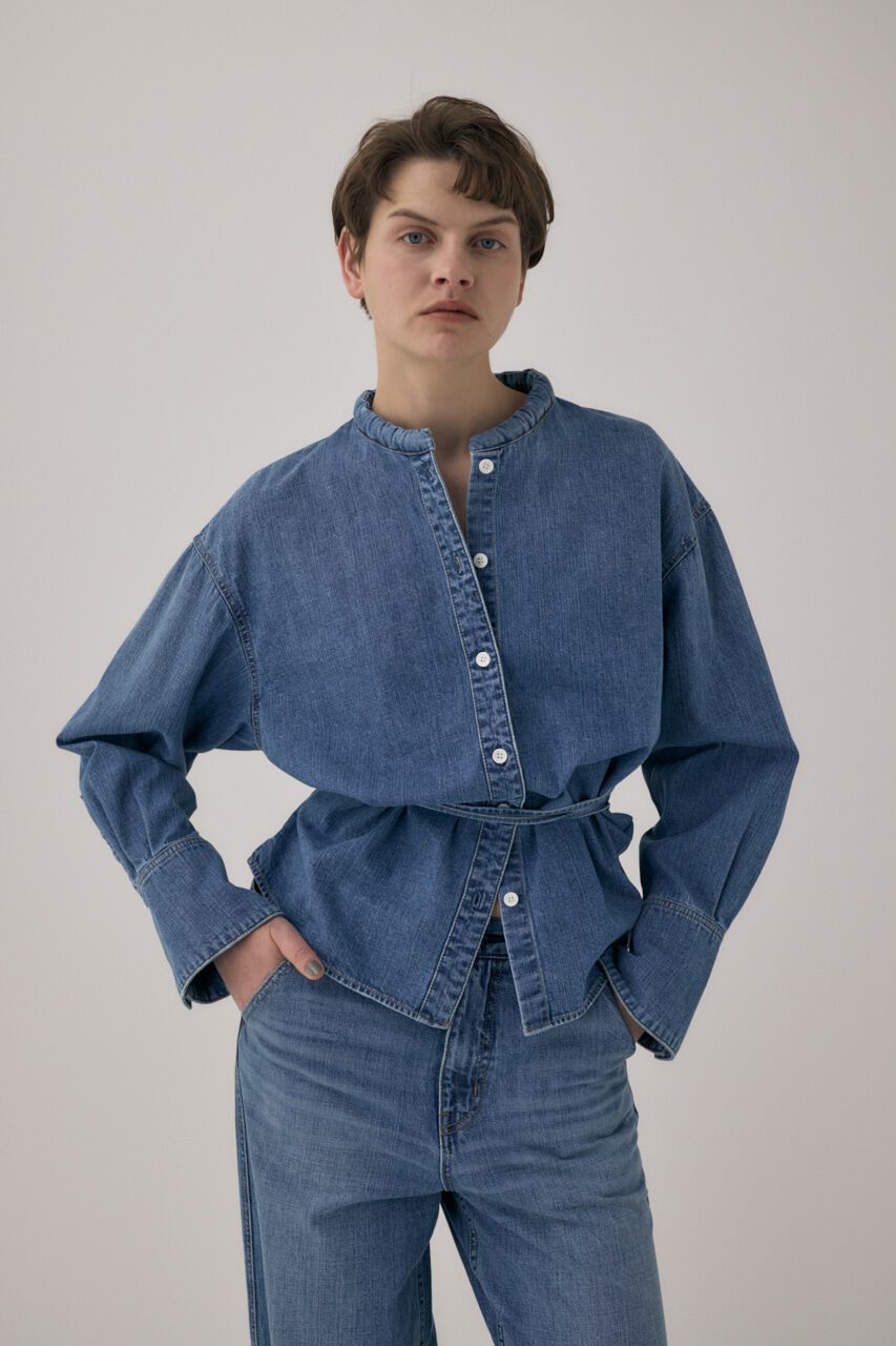 MOUSSY「オーガニックコットンデニムスタンドカラーシャツ」|Tシャツ・カットソー|