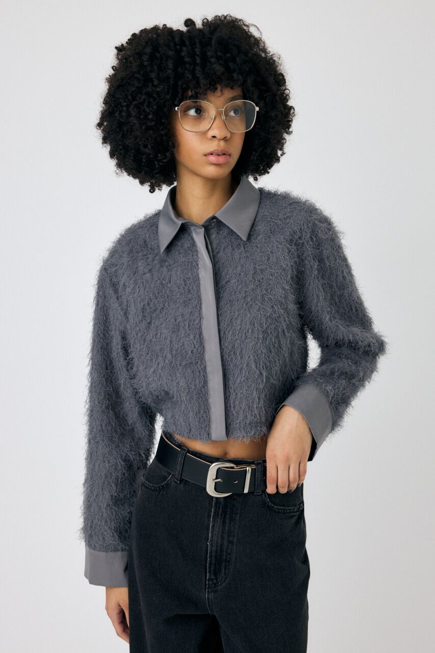 MOUSSY「FRINGE CROPPED シャツ」|シャツ・ブラウス|GRY