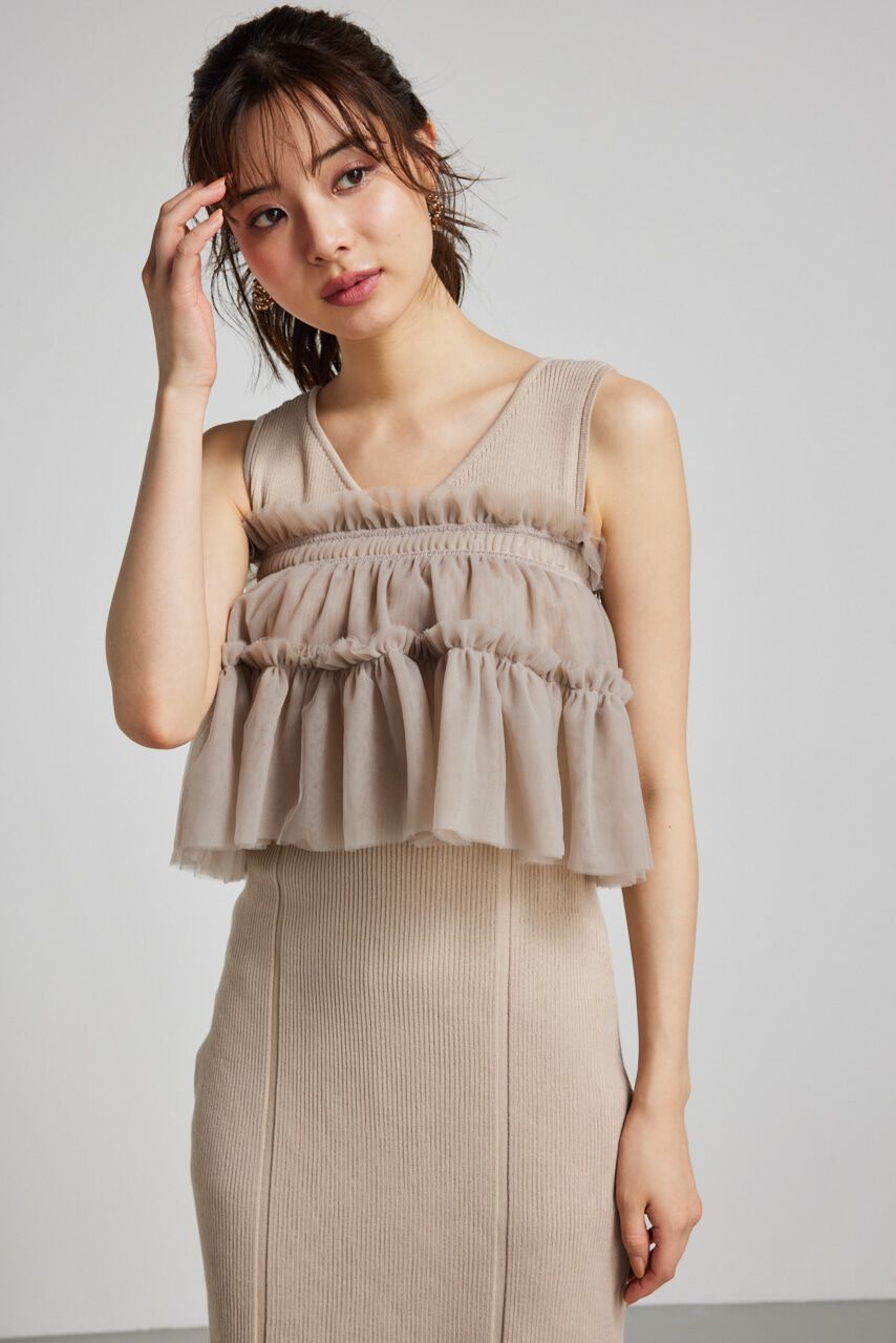 rienda「many wayチュールペプラムset Knit OP」|ワンピース|