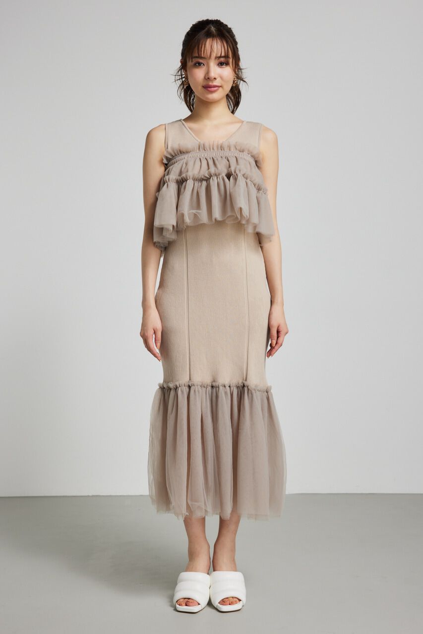 rienda「many wayチュールペプラムset Knit OP」|ワンピース|