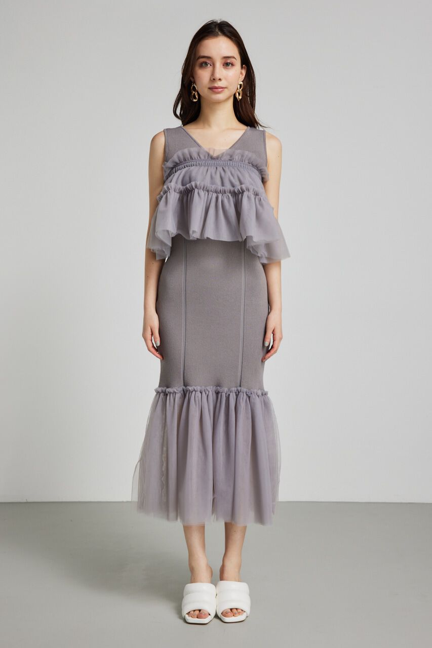 rienda「many wayチュールペプラムset Knit OP」|ワンピース|