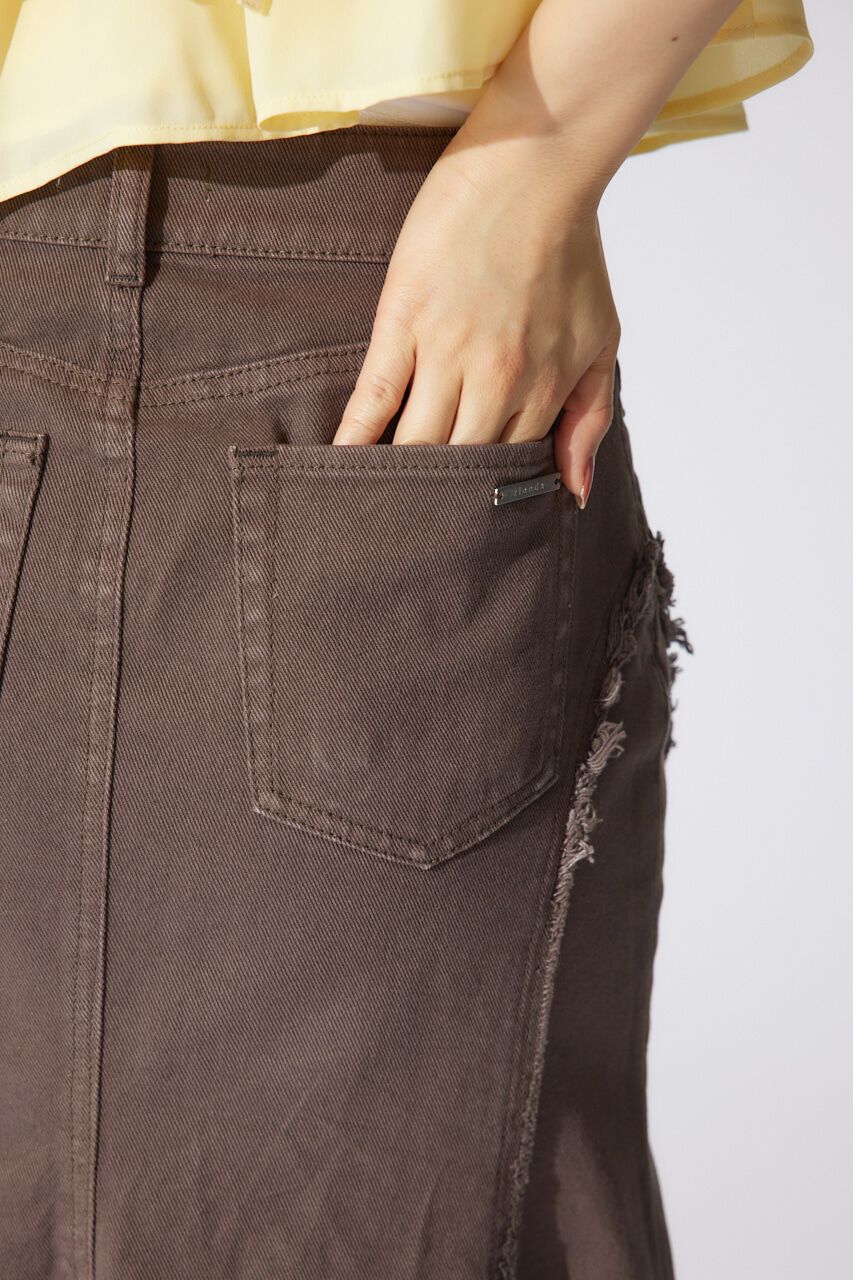 rienda「フリンジマーメイドデニムジャストウエストスカート」|スカート|