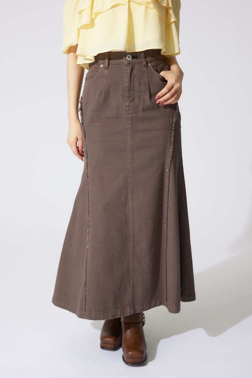 rienda「フリンジマーメイドデニムジャストウエストスカート」|スカート|