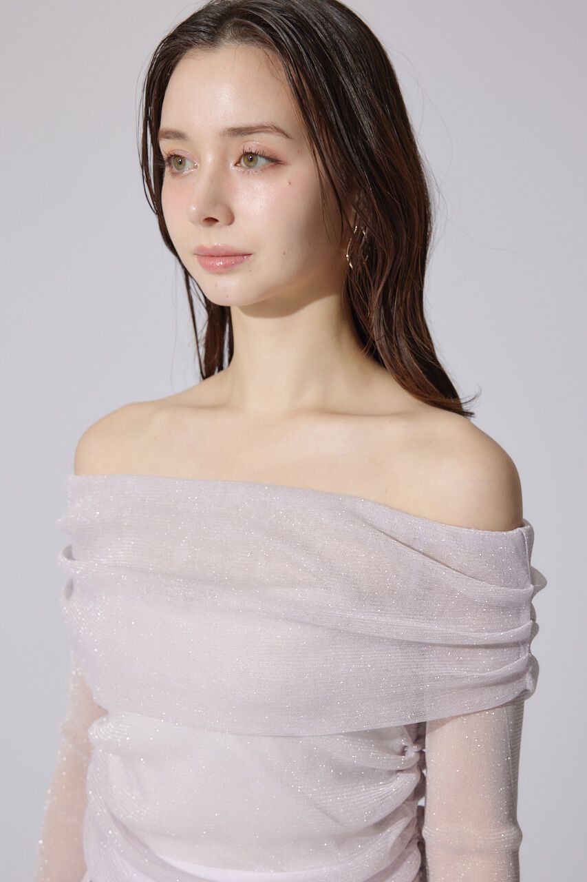 rienda「オフショルレディーラメトップス」|Tシャツ・カットソー|
