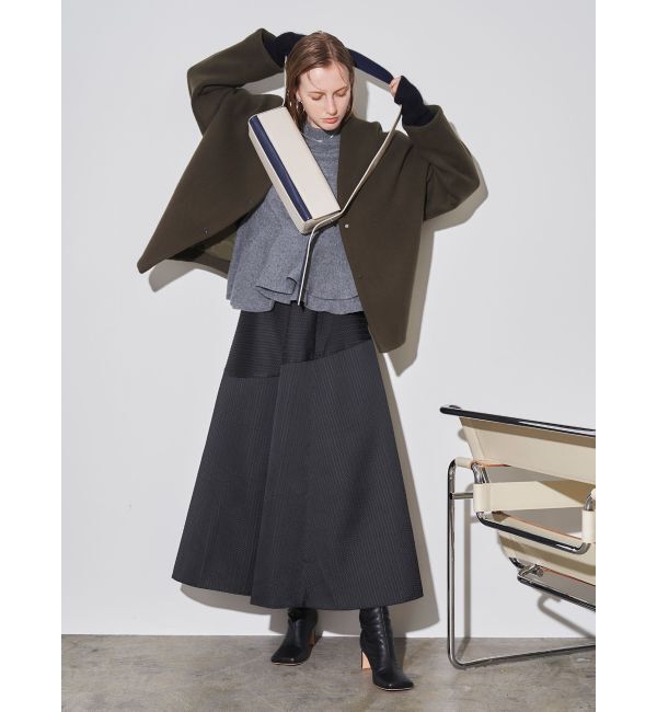 ELENDEEK「FORM SHORT WOOL CT」|ノーカラーコート|