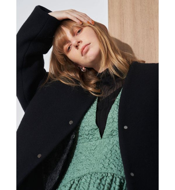 ELENDEEK「FORM SHORT WOOL CT」|ノーカラーコート|