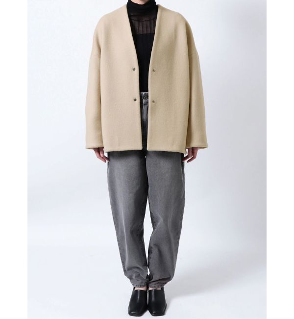 ELENDEEK「FORM SHORT WOOL CT」|ノーカラーコート|