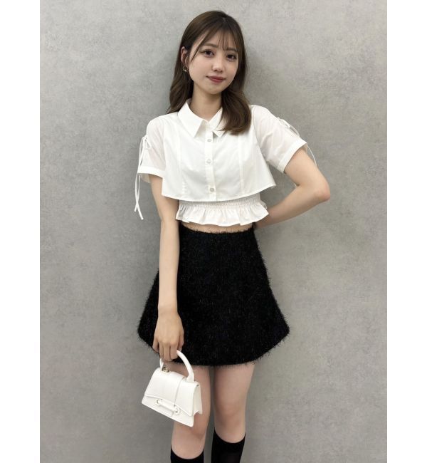 dazzlin「レースアップラメシャギーミニスカート」|スカート|