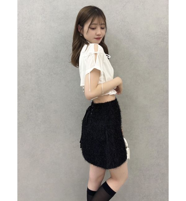 dazzlin「レースアップラメシャギーミニスカート」|スカート|