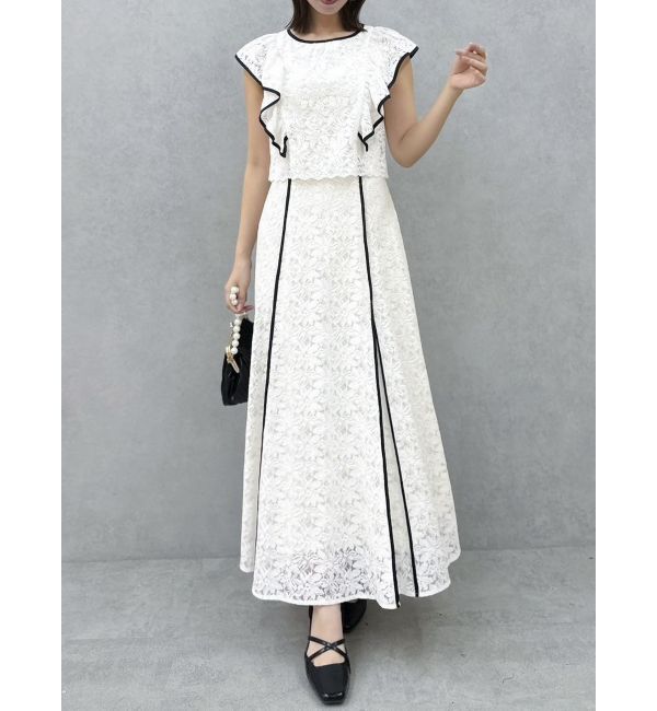 dazzlin「バックリボンパイピングレースドレス」|ワンピース|