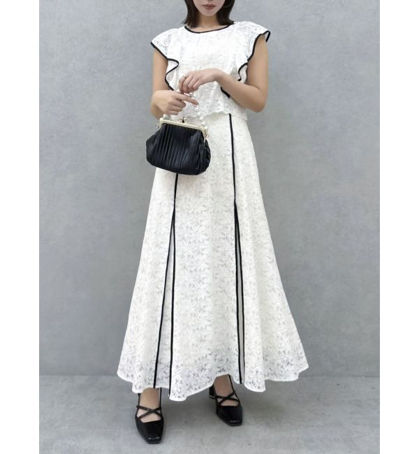 dazzlin「バックリボンパイピングレースドレス」|ワンピース|