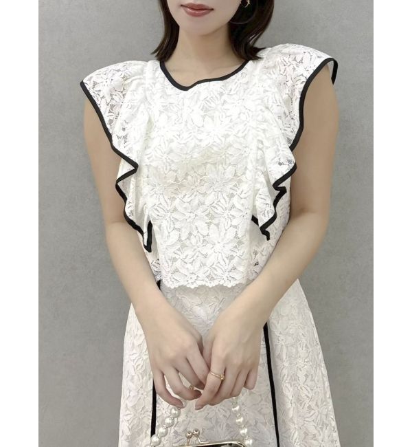 dazzlin「バックリボンパイピングレースドレス」|ワンピース|