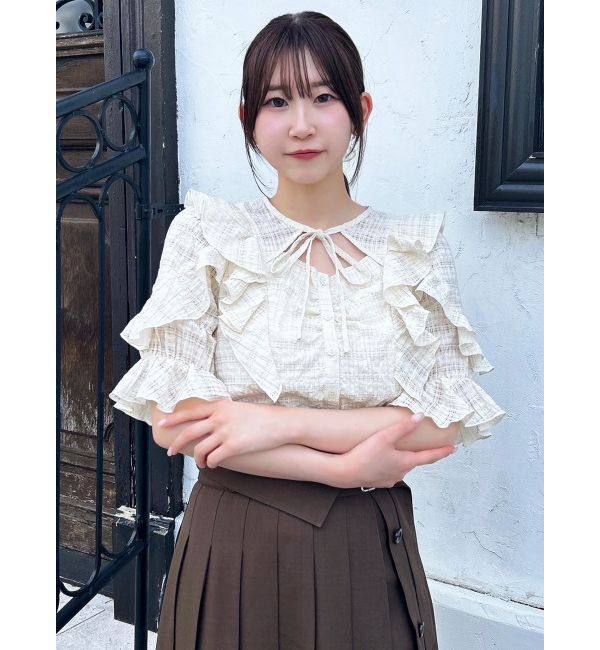 dazzlin「デコルテオープンペプラムブラウス」|シャツ・ブラウス|