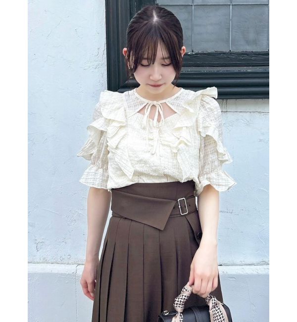 dazzlin「デコルテオープンペプラムブラウス」|シャツ・ブラウス|