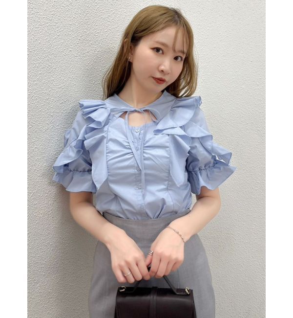 dazzlin「デコルテオープンペプラムブラウス」|シャツ・ブラウス|