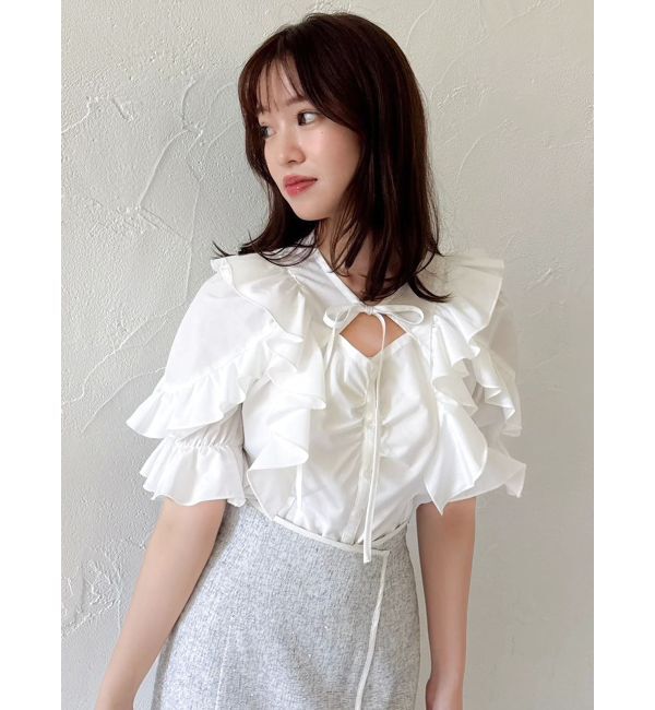 dazzlin「デコルテオープンペプラムブラウス」|シャツ・ブラウス|