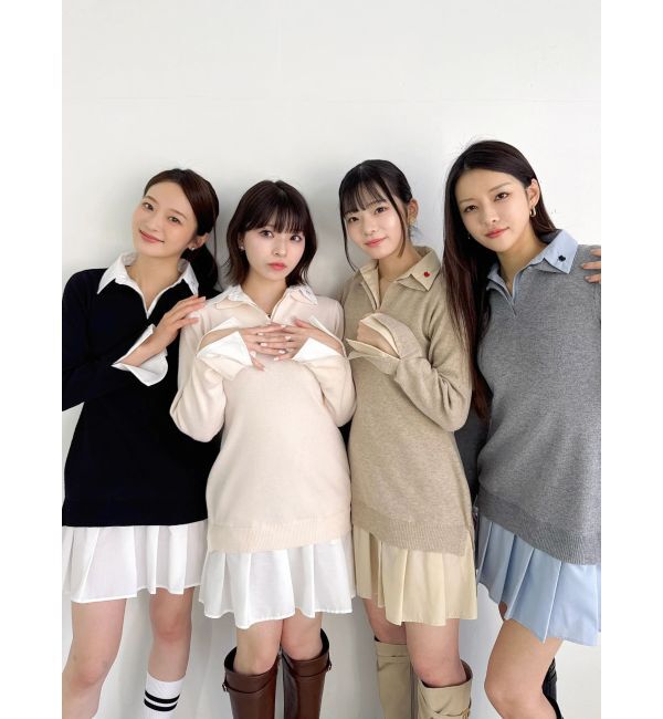 dazzlin「【POLO BCSコラボ】シャツレイヤードニットミニワンピース ※BEIGE WEB限定カラー」|ワンピース|