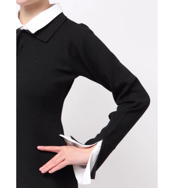 dazzlin「【POLO BCSコラボ】シャツレイヤードニットミニワンピース ※BEIGE WEB限定カラー」|ワンピース|