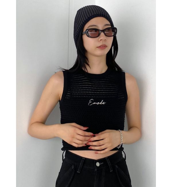 EMODA「エンブロイダリーコンパクトトップ」|ニット・セーター|